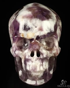 3.5" Dream Chevron Amethyst Hand Carved Crystal Skull, Super Realistic, Healing - Picture 1 of 7
