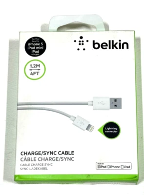 Belkin 4Ft Charge/Sync Cable for iPhones - White - NEW OEM BOX - Image 1 of 3
