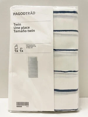 Ikea PAGODTRAD Twin Duvet cover and pillowcase white/dark blue - NEW - Image 1 of 2