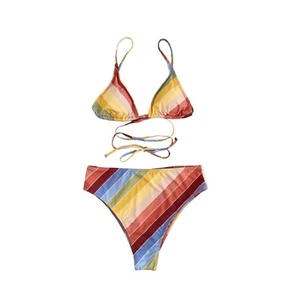 Conjunto de bikini Billabong XL más brillante aturdimiento deslizable alto triángulo superior e inferior de tiro NUEVO - Imagen 1 de 17