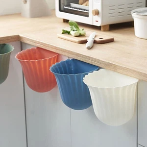 Kitchen Plastic Flower Hanging Trash Can Cabinet Door Garbage Bin Waste Basket - Picture 1 of 15