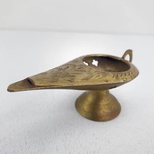 VTG Decorative Brass Aladdin’s Lamp Incense Burner India Mini Genie Lamp Incense - Picture 1 of 9