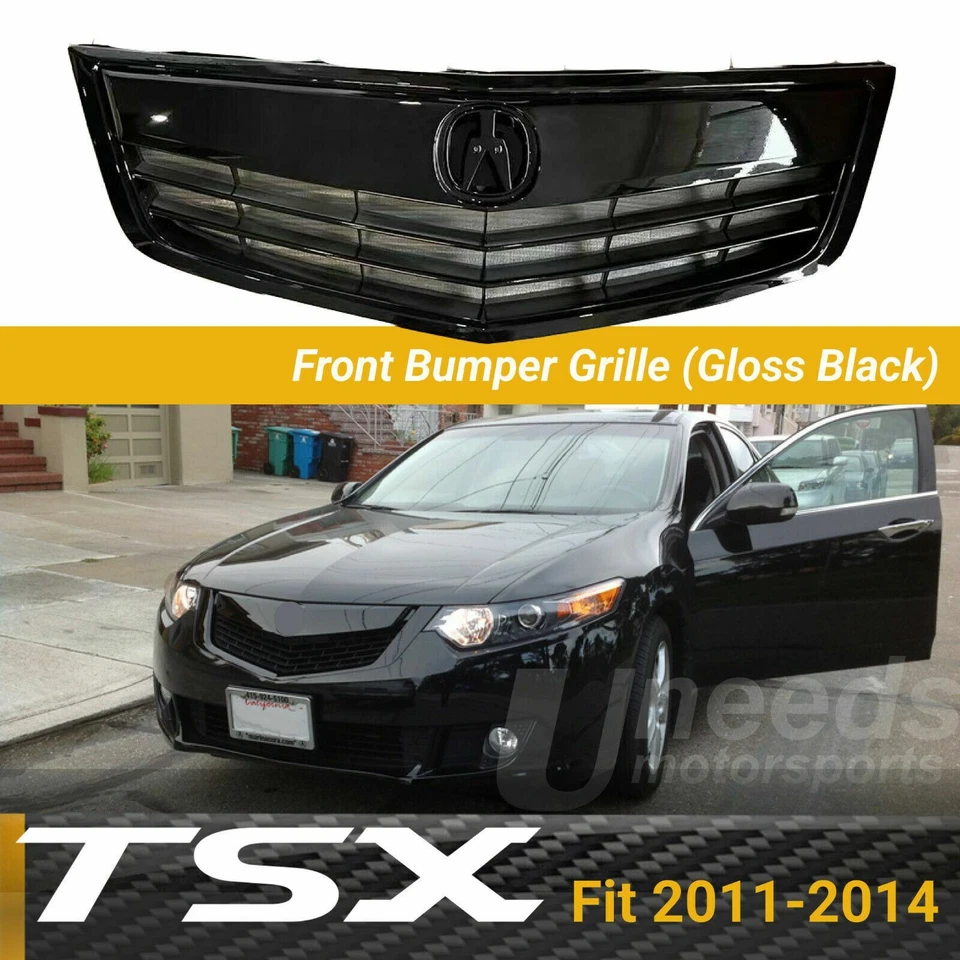 Parachoques delantero negro brillante para Acura TSX 2011-2014 montaje rejilla superior Foto 1 de 4