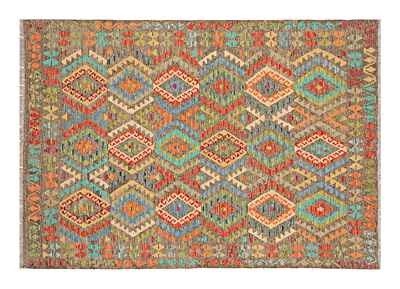 Afghan Maimana Kelim Teppich 180x250 Handgewebt Bunt Geometrisch Handarbeit d - Bild 1 von 4