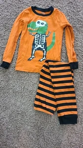 Gymboree Size 8 Halloween Pajamas Pajamas Dinosaur Skeleton Striped - Picture 1 of 7