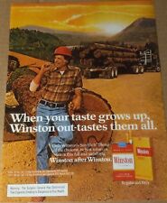 1980 print ad -Winston Cigarettes lumberjack guy logs logger Vintage Advertising