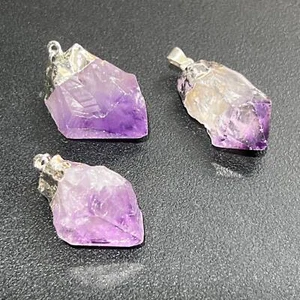 Purple Amethyst Crystal Point Pendant (Silver Plated) Wholesale - Picture 1 of 6