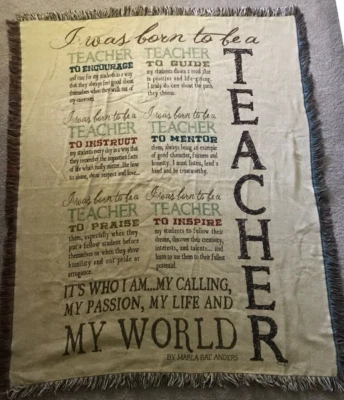I Was Born To Be A TEACHER TAPESTRY Fabric Blanket 58X48 Gift for School Teacher - Image 1 of 4
