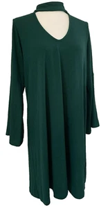Karen Kane Womens Dress Choker A Line Knit Solid Green Size 0X or XL - Picture 1 of 12