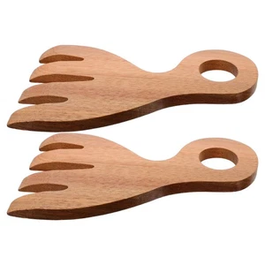  2 Stück Holz Salat Hände zum Werfen und Servieren von Salaten - bequemer Griff Küche - Bild 1 von 12