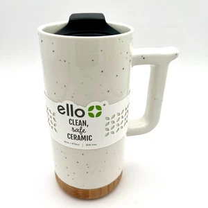 Ello Aspen Ceramic Travel Mug 16oz Speckled White Coffee Tea Target Viral NEW - Picture 1 of 10