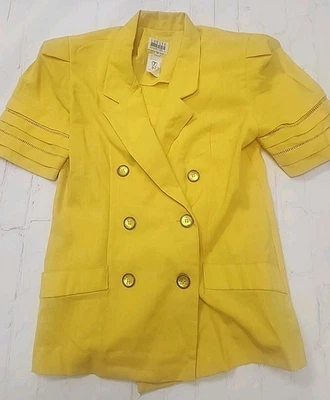Blusa Blazer Vintage Leslie Fay Amarilla Talla 12 Botones Foto 1 de 4