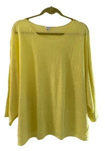 J. Jill Pure Jill L Amarillo Algodón Mezcla de Lino Top Mangas Dolman Busto 54 pulgadas - Imagen 1 de 4