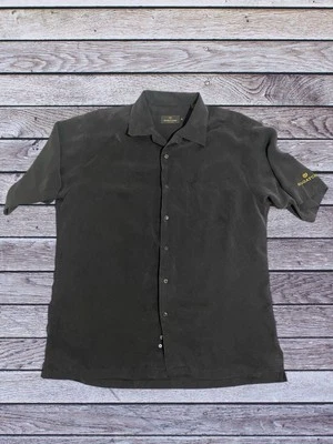 Bugatchi Uomo Mens Black Short Sleeve Shirt Size XL 100% Tencel Button Front - Image 1 of 4