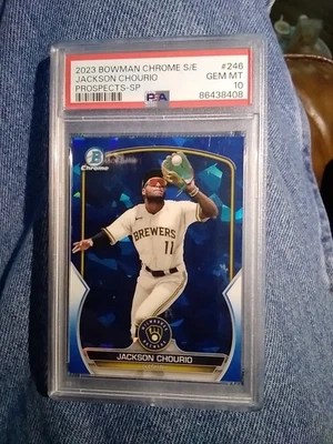2023 Bowman Chrome Sapphire Jackson Chourio Sp PSA 1 0 - Image 1 of 3