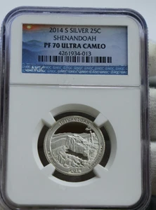 2014 S US ATB Proof Silver 25c  NGC PF70 Ultra Cameo Shenandoah - Picture 1 of 2