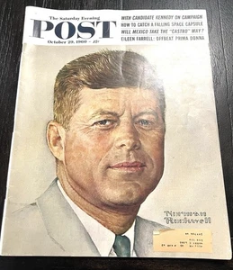 VTG Saturday Evening Post Oct 29 1960 John F Kennedy JFK Norman Rockwell - Picture 1 of 21