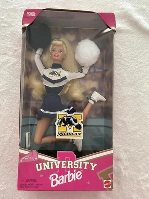University Barbie - Cheerleader University of Michigan 17398 Mattel 1996 UofM - Image 1 of 2