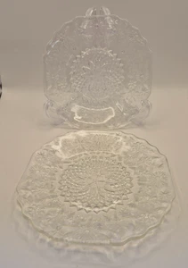 Vintage Set of 3 Indiana Glass Pineapple & Floral Saucer Clear 5 7/8" - Picture 1 of 3
