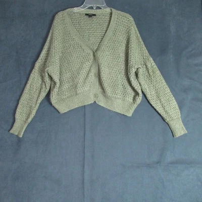 Forever 21 Cardigan Sweater Womens Medium Green Button Chunky Knit Boho Grunge - Image 1 of 4
