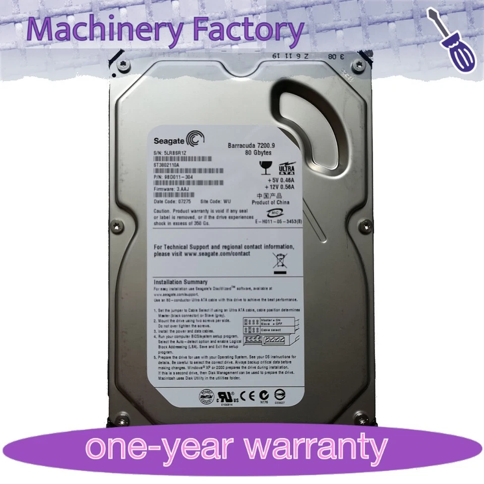 Seagate 80GB ST3802110A 7200RPM PATA IDE 3.5" Desktop HDD Hard Disk Drive - Image 1 of 3