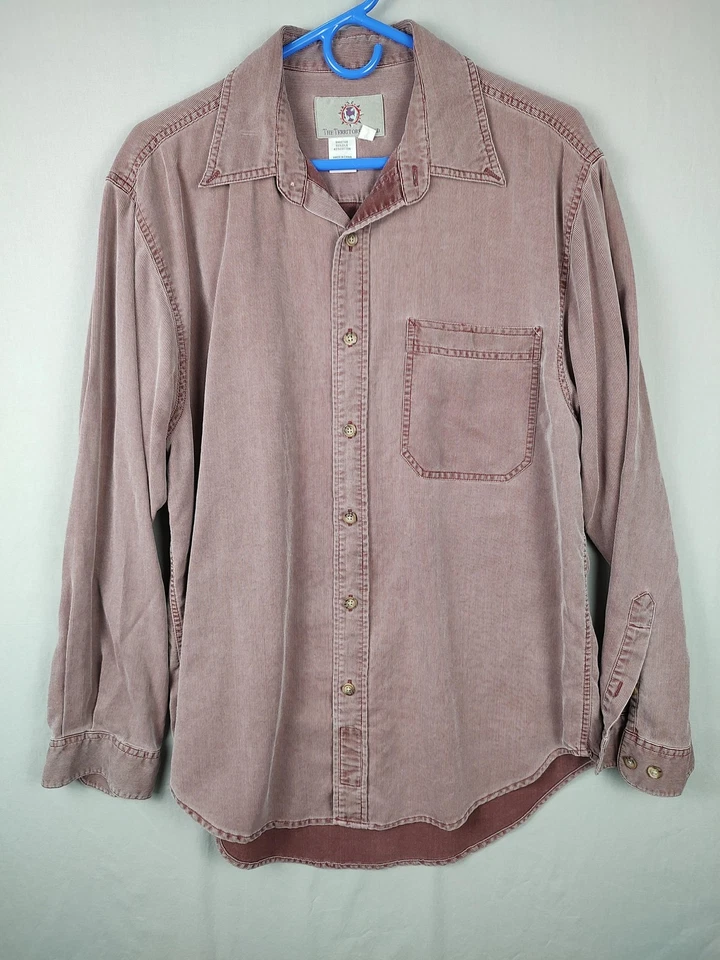 The Territory Ahead Shirt Mens Medium Burgundy Silk Cotton Long Sleeve Button Up - Image 1 of 4