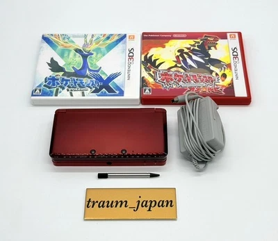 Nintendo 3DS Pokemon X Omega Ruby Set With Case Red Console CTR-001 Tested - image 1 of 4