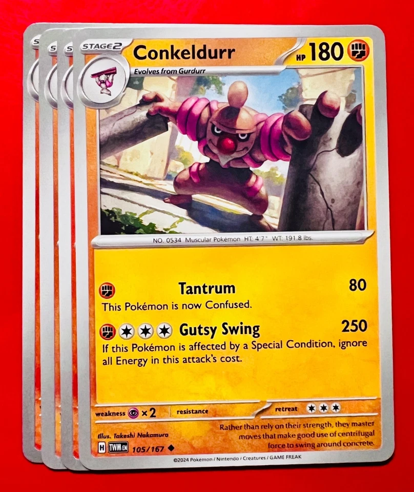 4x Conkeldurr 105/167 Pokémon TCG Twilight Masquerade NM Playset Lot Uncommon - Image 1 of 1