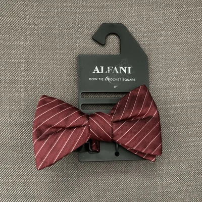 Alfani Men's Pre-Tied Bow Tie Burgundy Red Striped - Image 1 of 2