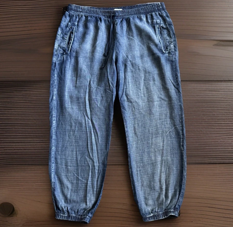 Cloth & STONE 慢跑女式大号褪色蓝色复古轻便 Tencel 长裤 — 第 1/4 张图片