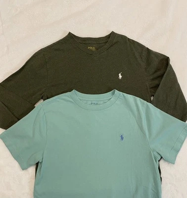Ralph Lauren Polo Lot of 2 Boys Size M 10/12 Cotton TShirts Both GREEN EUC  - Image 1 of 4