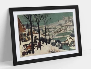 HUNTERS IN THE SNOW, PIETER BRUEGEL- FRAMED WALL ART PAPER PRINT POSTER - Picture 1 of 10