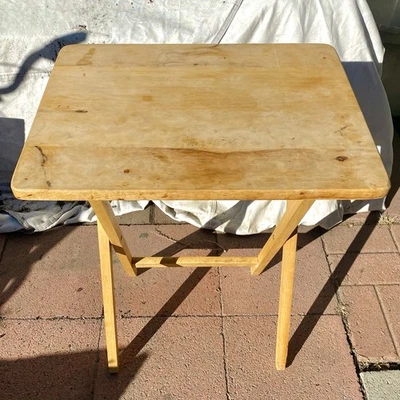 Folding Portable TV Dinner Snack Tray Wooden Table - Image 1 of 4