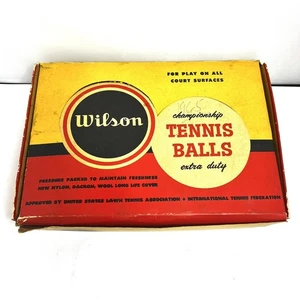 Vintage Antique 1960'S Wilson Tennis Ball Box with 4 UNOPENED CANS sports - Picture 1 of 5