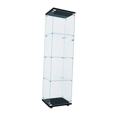 Curio Cabinet Glass Display Case for Collectibles 4 Shelf Single Door Black - Image 1 of 4