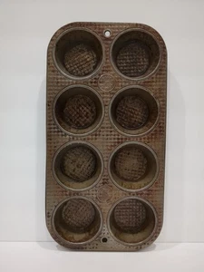 De Colección EKCO 8 Tazas Muffin Cupcake Sartén Waffle Patrón 80 7" X 13.75 Taza Pastel Hornear - Imagen 1 de 3