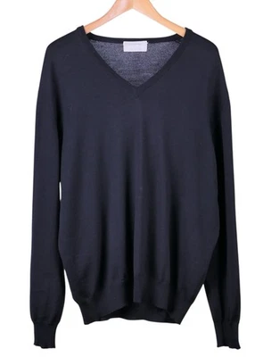 Ermenegildo Zegna Dark Navy Blue Lightweight Wool V Neck Layer Sweater Jumper XL - Image 1 of 4