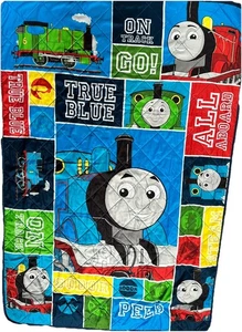 Y2K Thomas The Train Quilted Blanket Toddler Size Throw Reversible 39x59 - Picture 1 of 6