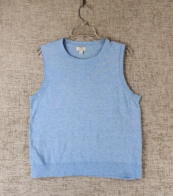 J.Crew Classic Shell 100% Cotton Sleeveless Sweater Womens L Blue Preppy Classic - Image 1 of 4