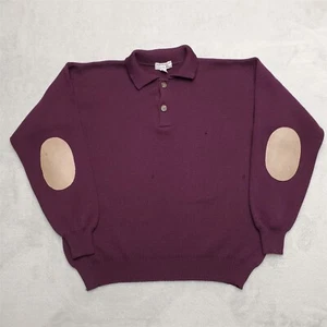 Vintage Tricots St Raphael Sweater Men XL Plum100% Virgin Wool Collared Pullover - Picture 1 of 14