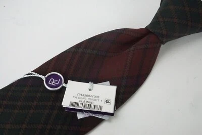 Corbata Ralph Lauren Etiqueta Púrpura RLPL Morera Seda Cuadros Vino Hecha a Mano Nueva con Etiquetas Foto 1 de 4