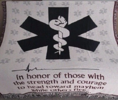 New EMT EMS Snake Afghan Tapestry Gift Throw Blanket Fire 911 Rescue First Aid - Image 1 of 4