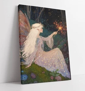 BEAUTIFUL FOREST FAIRY - FRAMED CANVAS WALL ART PICTURE PRINT - Picture 1 of 2
