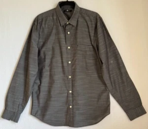 7 For All Mankind Shirt Men Large Black Striped Long Sleeve Button Up Business - Picture 1 of 13