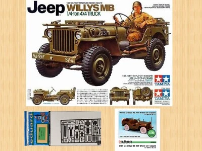 Tamiya 35219 1:35 Willys Jeep + DEF Model 350004 Sagged Wheels + Eduard 35347... - Immagine 1 di 4