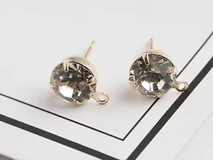 25 paia Orecchini Pendenti Orecchini Borchie Oro 4mm-8mm Strass Trasparenti - Foto 1 di 4