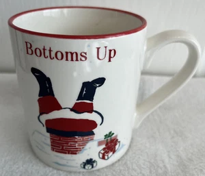 BOTTOMS UP Santa Christmas 14 OZ Coffee Mug Tea Cup Holiday Threshhold NEW - Picture 1 of 6
