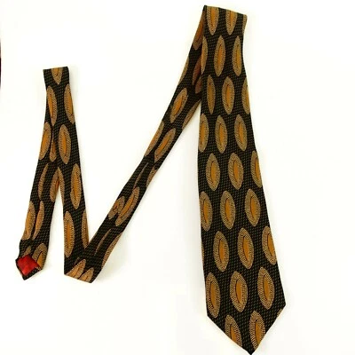 Vestido Traje Corbata Hombre Negro Geométrico Ovalado Dorado Art Deco HOY HOMBRE Italia ALCIONE Foto 1 de 4