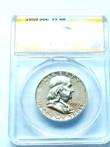 Brilliant 1959 PF68 Franklin Half ( Value $175 ) - Picture 1 of 2