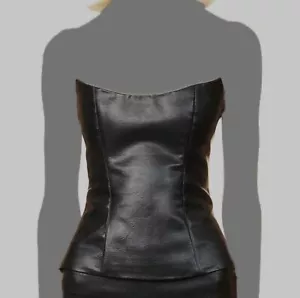 $561 Rozie Corsets Womens Black Faux-Leather Off Shoulder Corset Size FR 40/US 8 - Picture 1 of 4